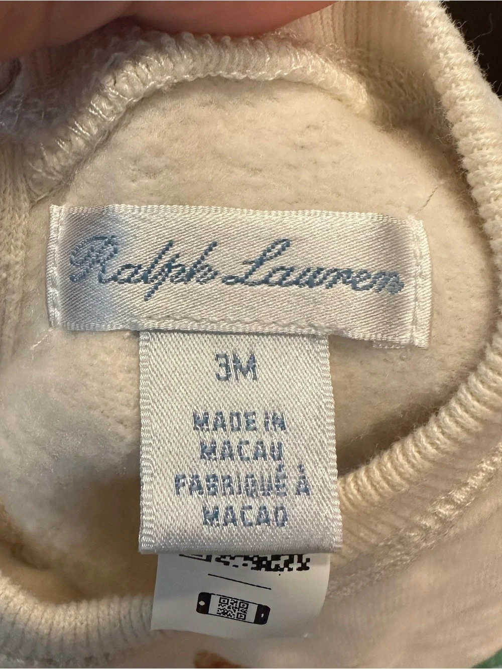 Ralph Lauren Polo Bear Fleece Coverall One Piece Baby 3M Ivory
